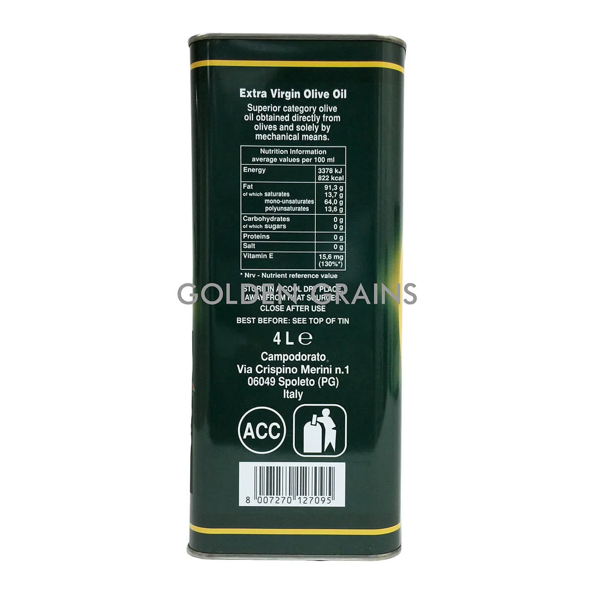 Golden Grains Campo Dorato Extra Virgin - 4L - Back.jpg