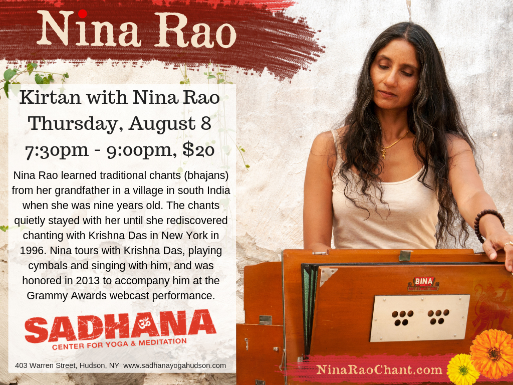 Hudson, NY - Kirtan with Nina Rao — Nina Rao Chant