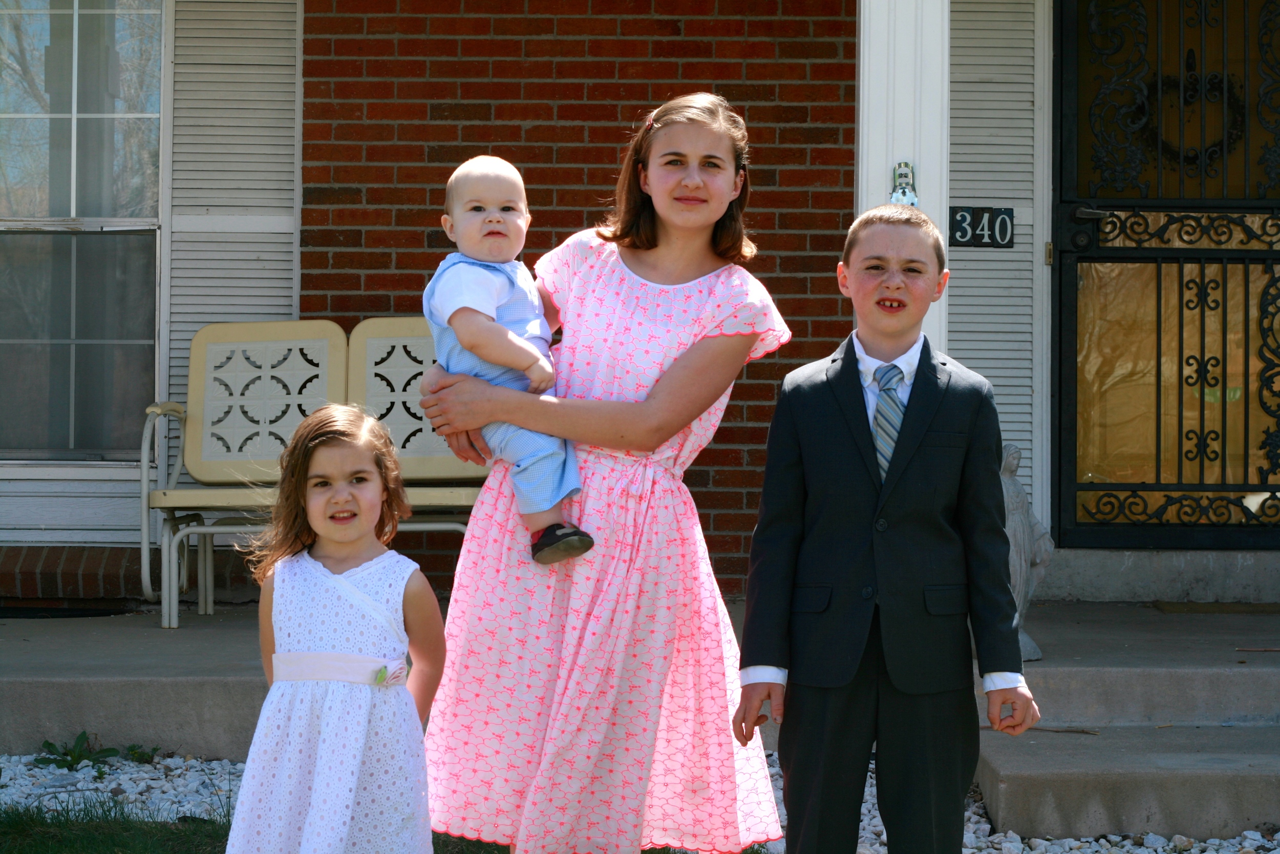 {Silly faces on Easter morning.}