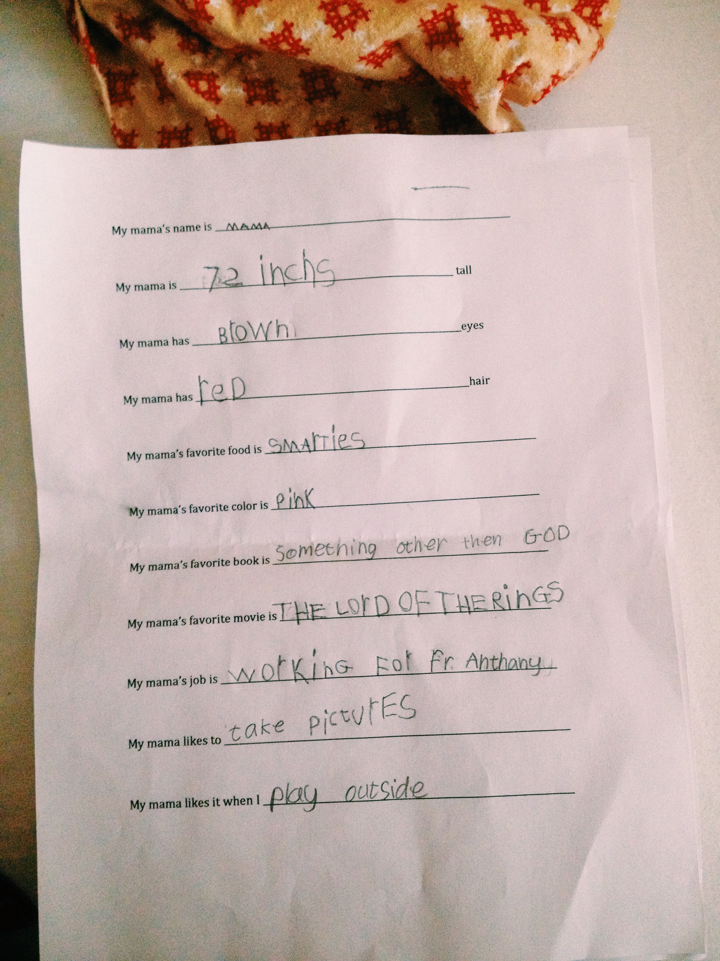 {Questionnaire by James}