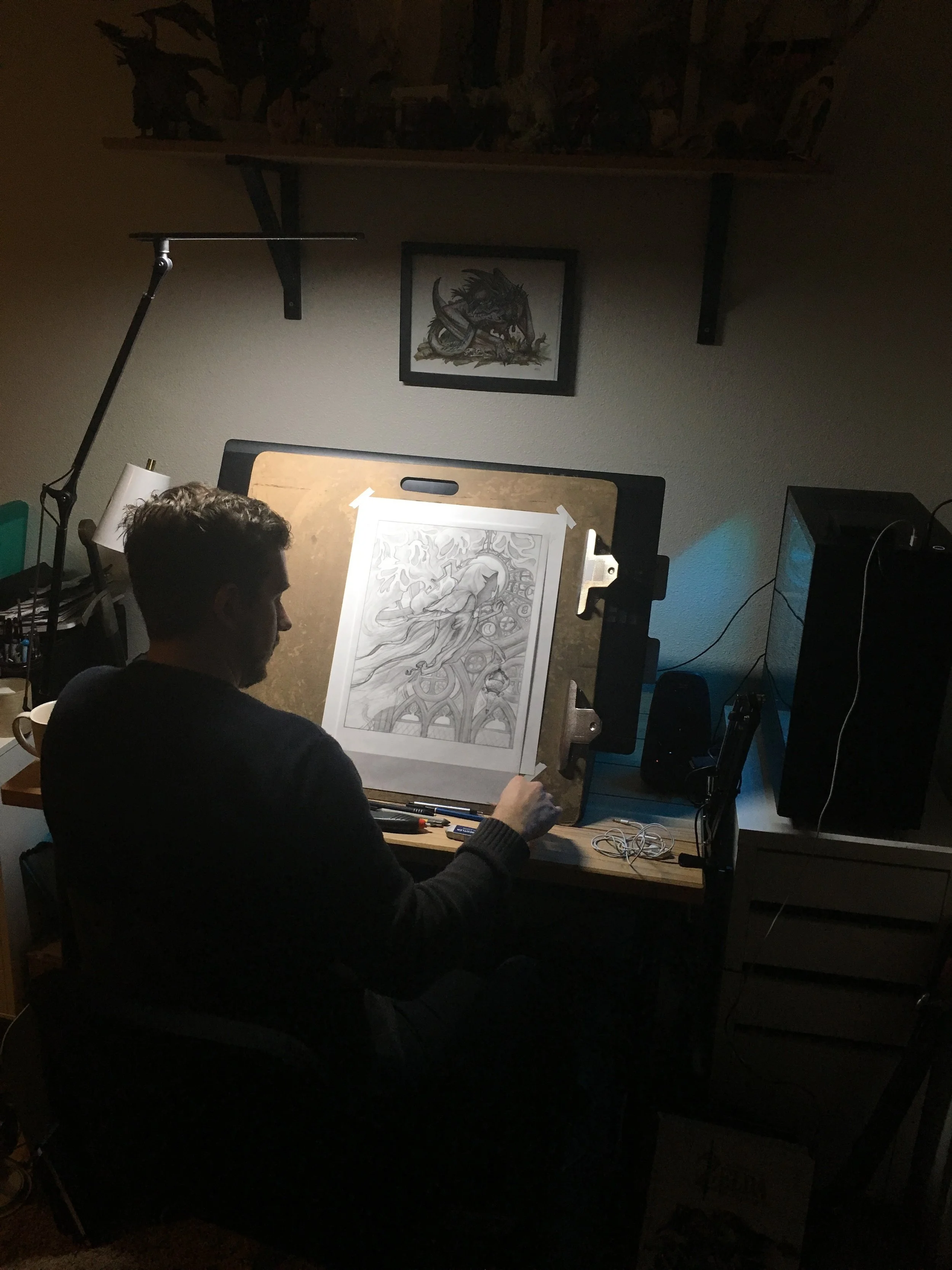 Working on Grim in my studio