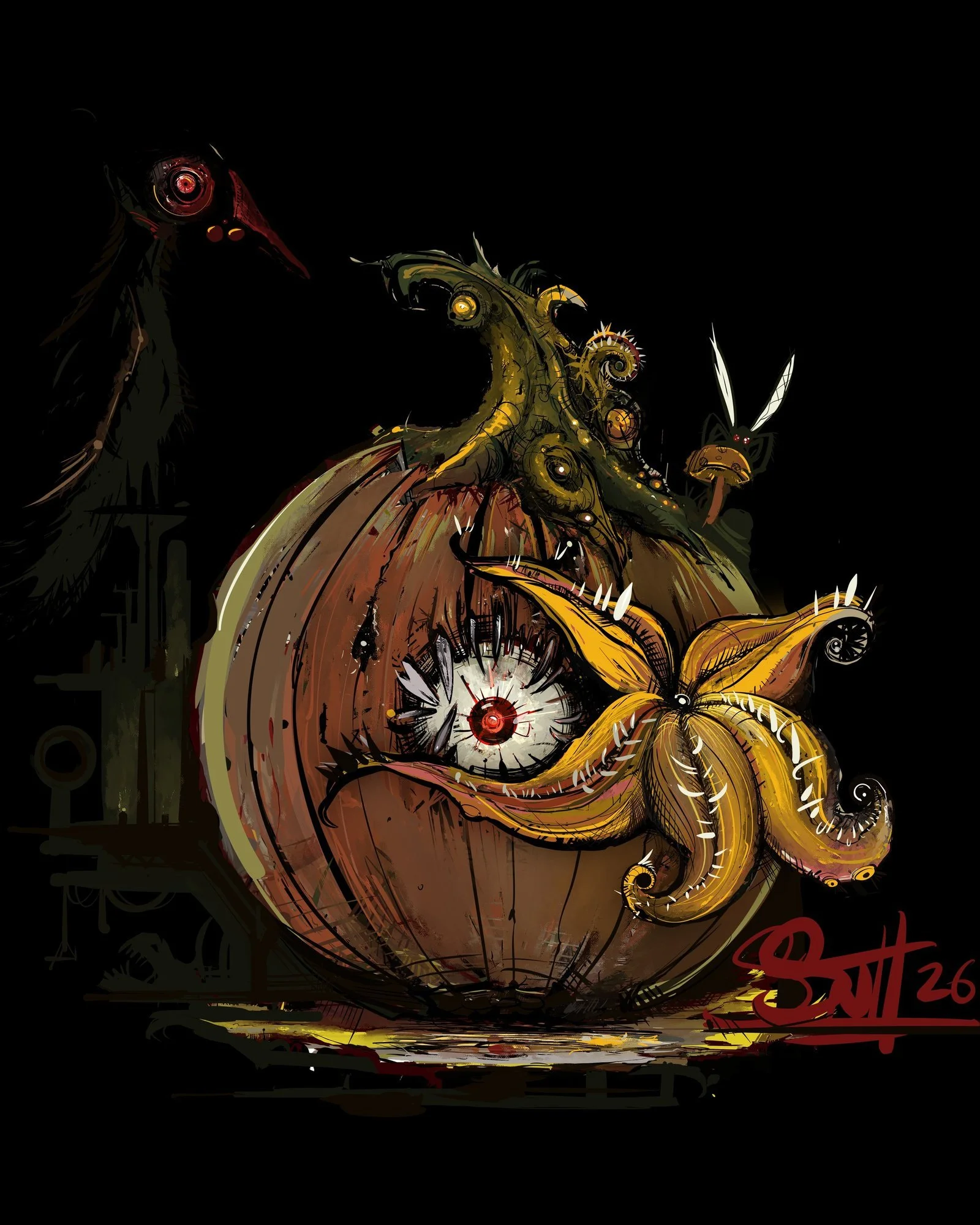 5. Pumpkin Creature — Character-scale creature design.