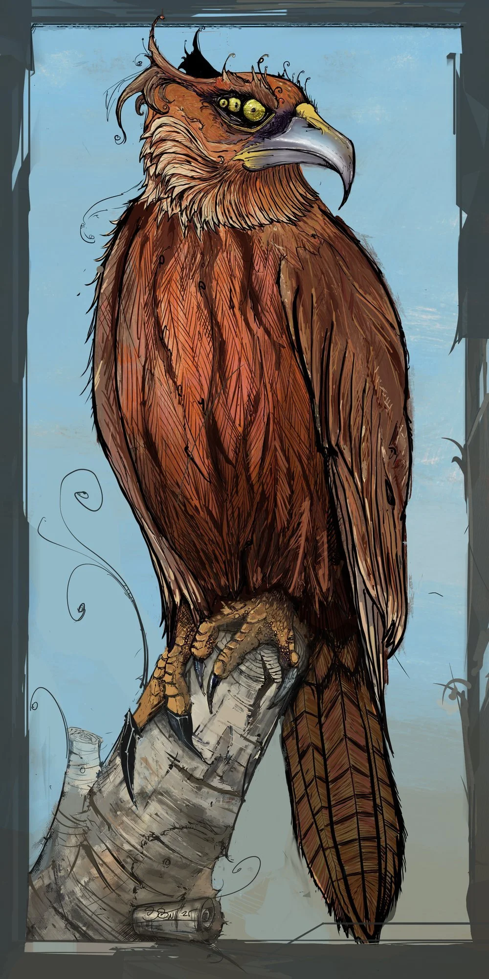 2. Gaji — Avian character, saturated color, silhouette-led.