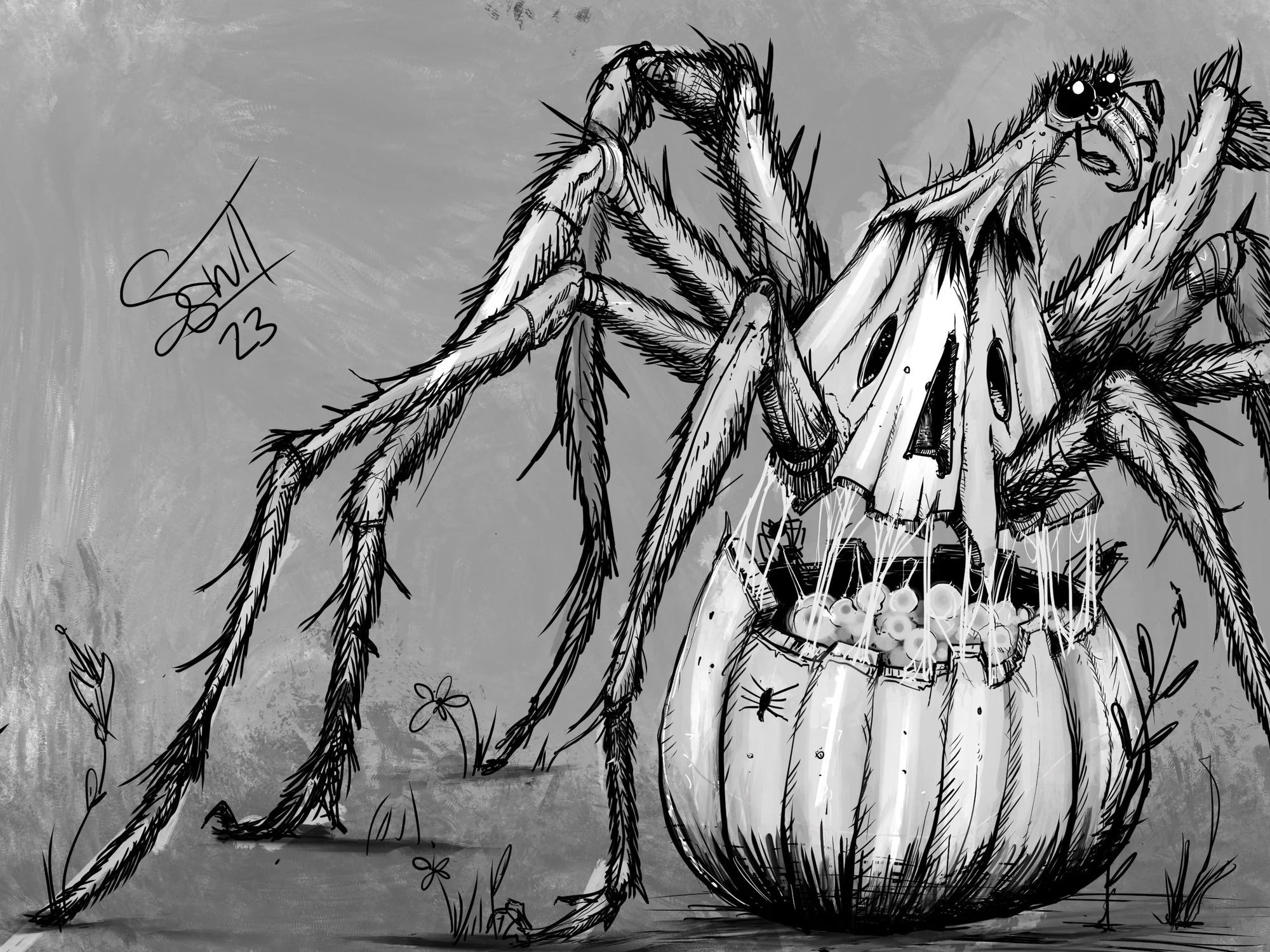 3. Spumpkin — Arachnid/pumpkin hybrid design.