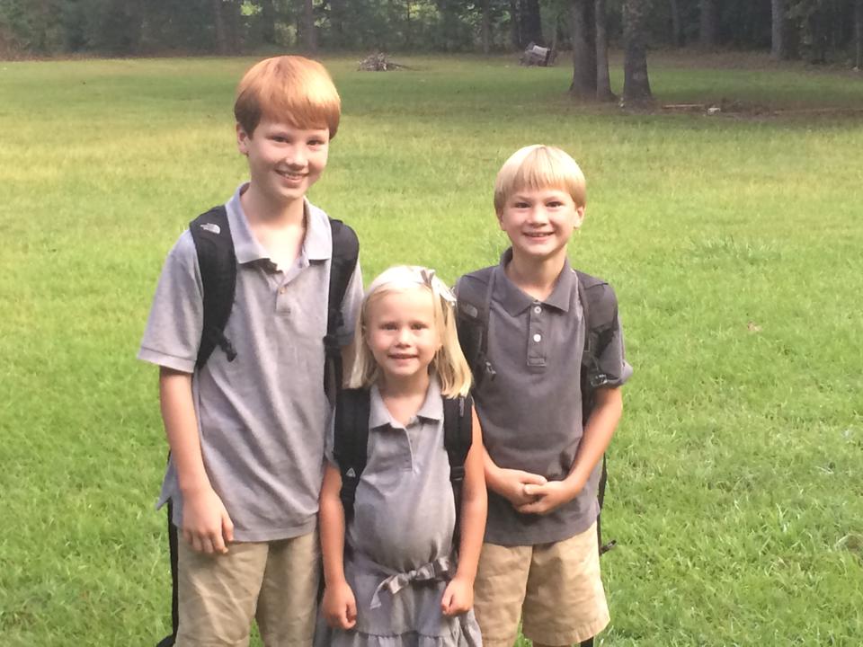 My tribe heading off of Cece's first day of real school