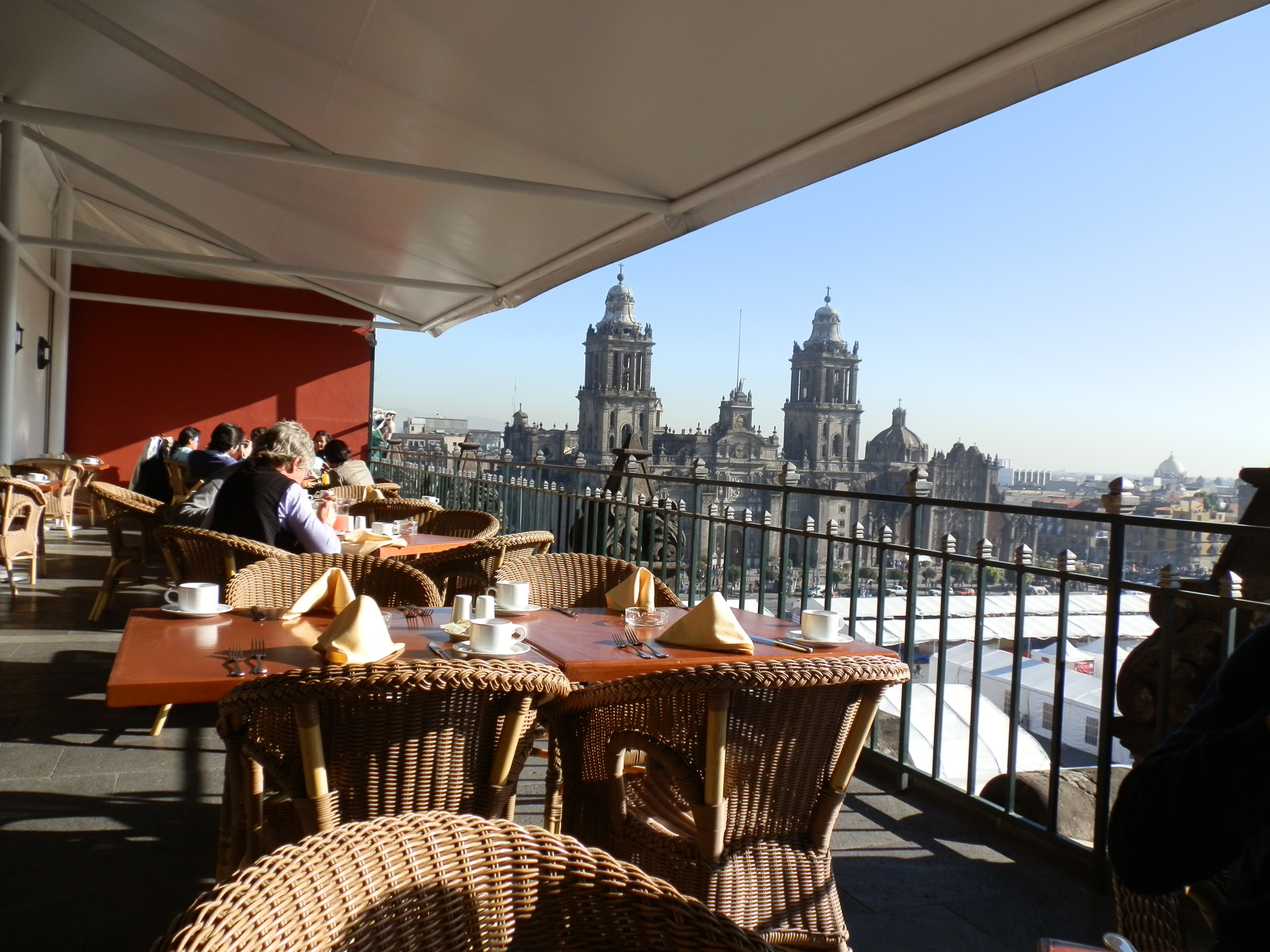 VIEW FROM GRAN HOTEL ONTO THE ZOCALO AND CATHEDRAL