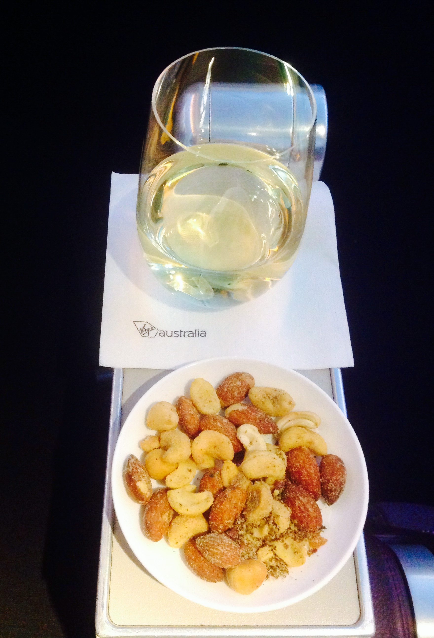 Sav Blanc and Warm Nuts upon boarding