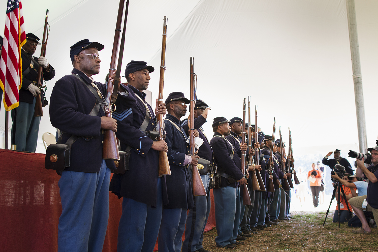  USCT honor guard at a ceremony honoring the 16 men — 14 of them African American — awarded the Medal of Honor years after the battle of New Market Heights. Henrico, Co., Virginia, September 2014 