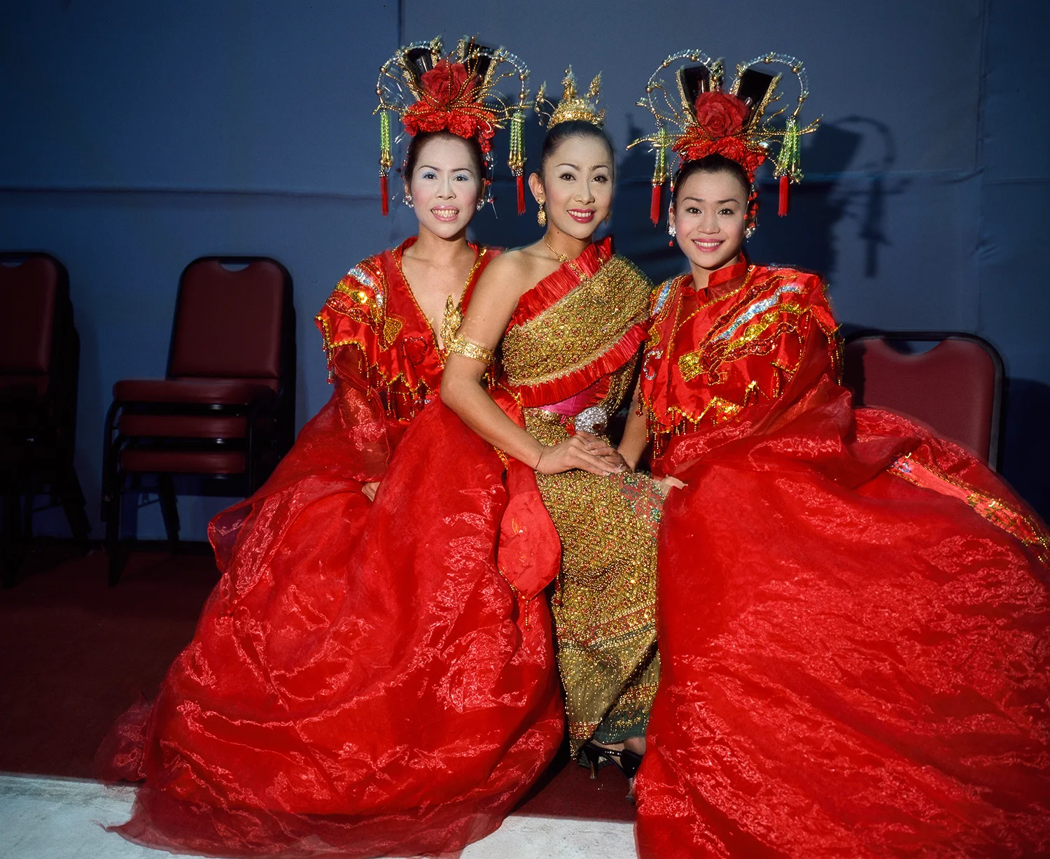 Ring women after a muayThai and Western boxing competition, Bangkok, Thailand, 2003