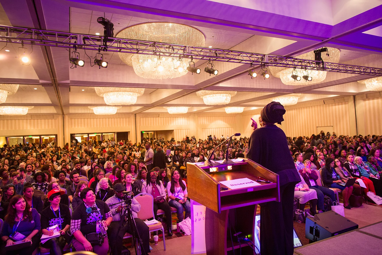 Soyinka Rahim, conference weaver, opens the day's events at Facing Race 2016, Atlanta, GA, 11 November
