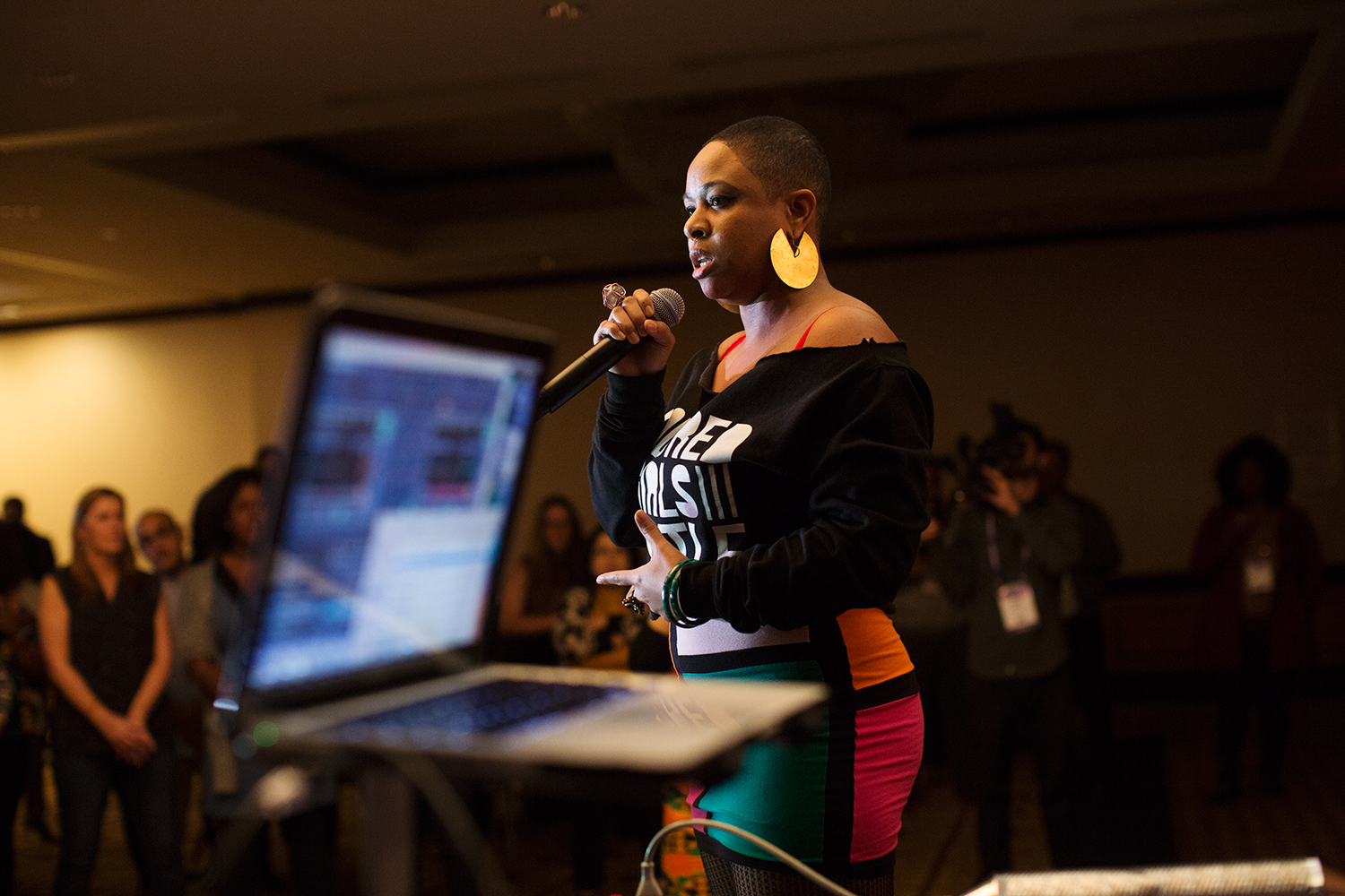  Taja Lindley performs with  Colored Girls Hustle  during a party at Facing Race 2016, Atlanta, GA, 11 November 