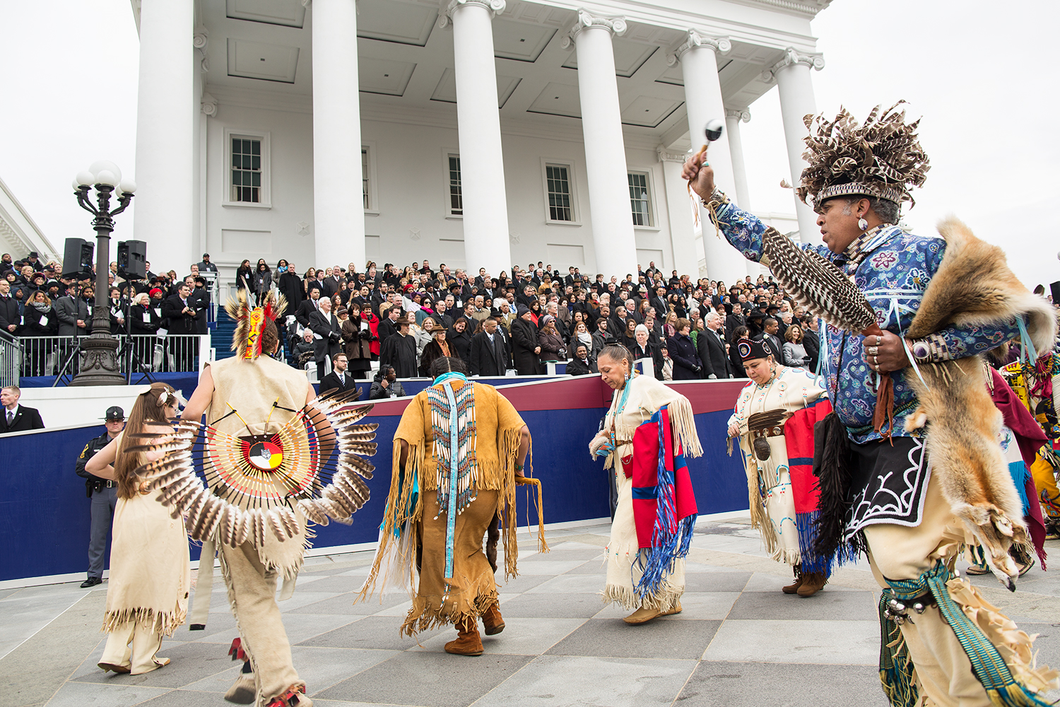 Blessing ceremony by members of Virginia's Native American tribes at 73rd inaugural ceremonies for incoming Governor Ralph S. Northam, Lieutenant Governor Justin E. Fairfax, and Attorney General Mark R. Herring, Richmond VA, 2018