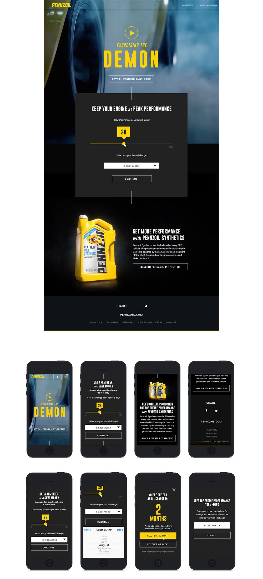 Landing Page with Oil Change Reminder Widget and mobile Wallet Integration. (A first for the category)