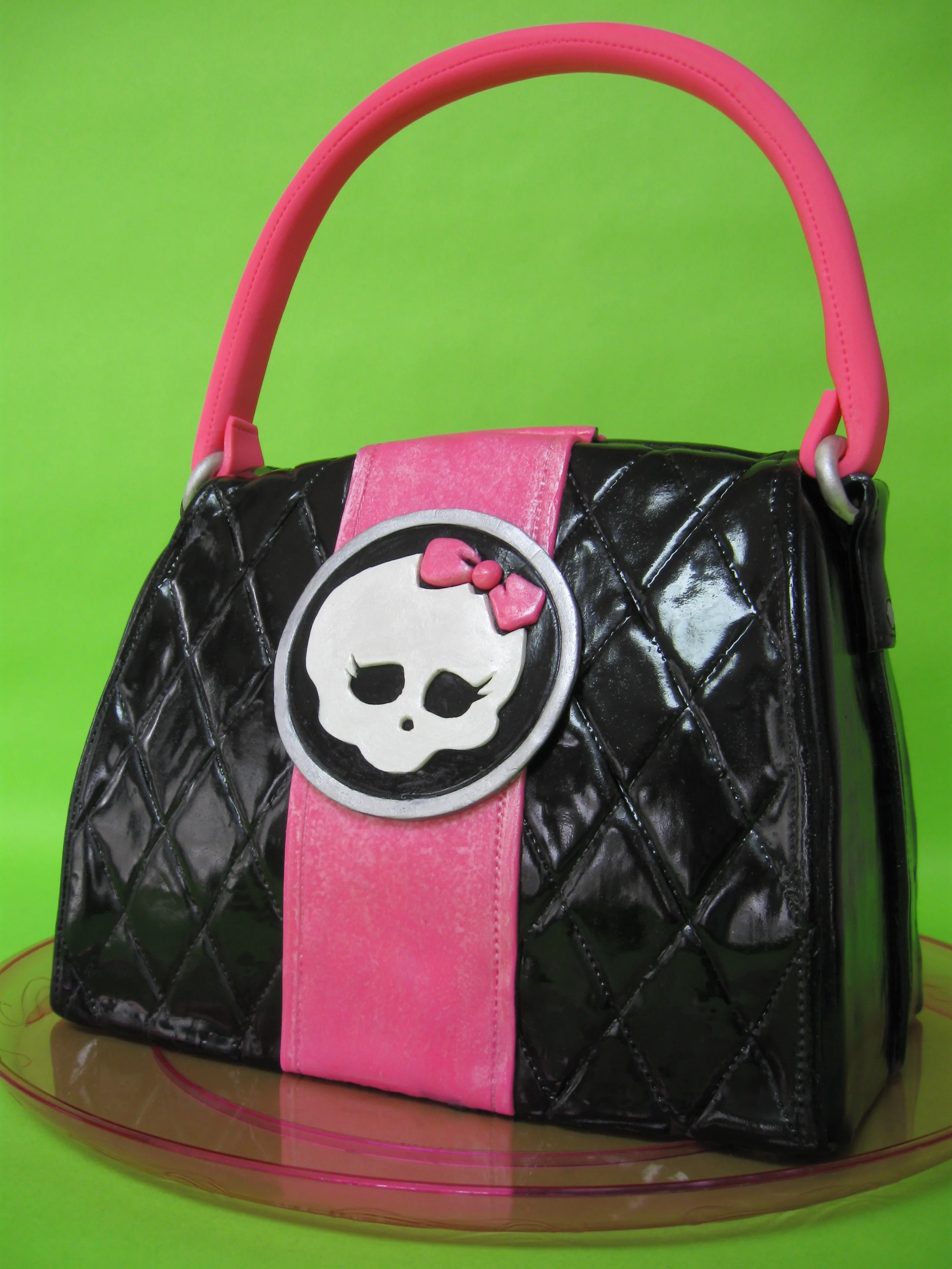 Frankie Stein purse cake for a young girl's, "Monster High" themed birthday party
