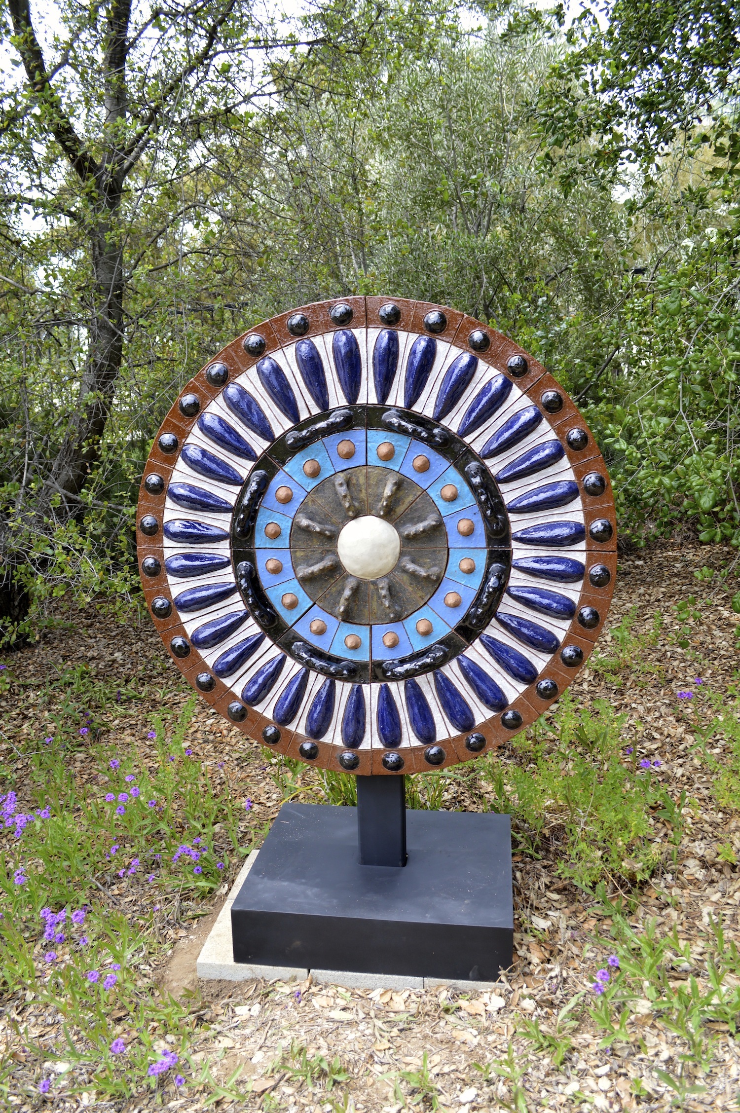 The piece installed in the Maloof garden.