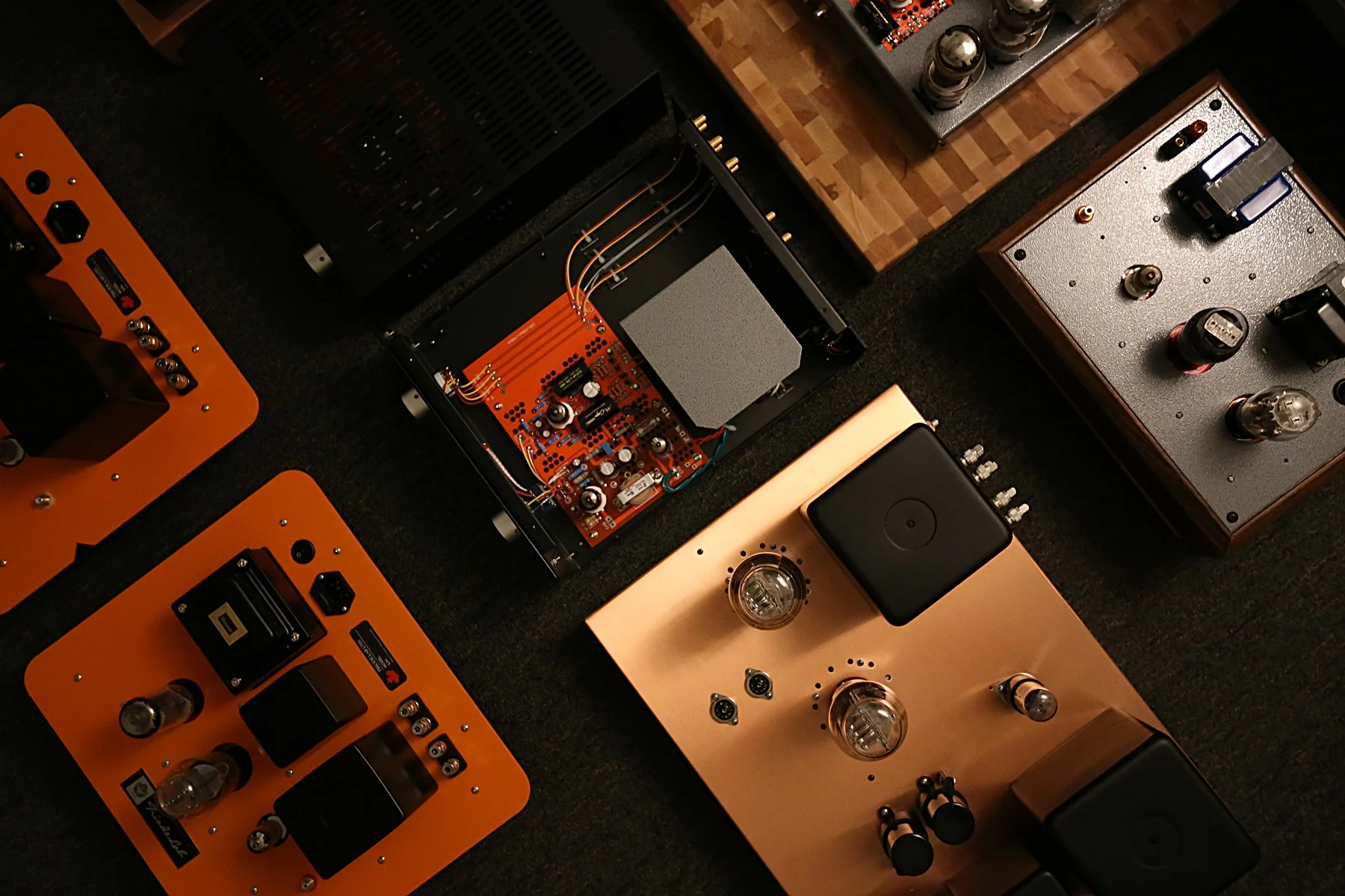 Surrounded by the big amps.