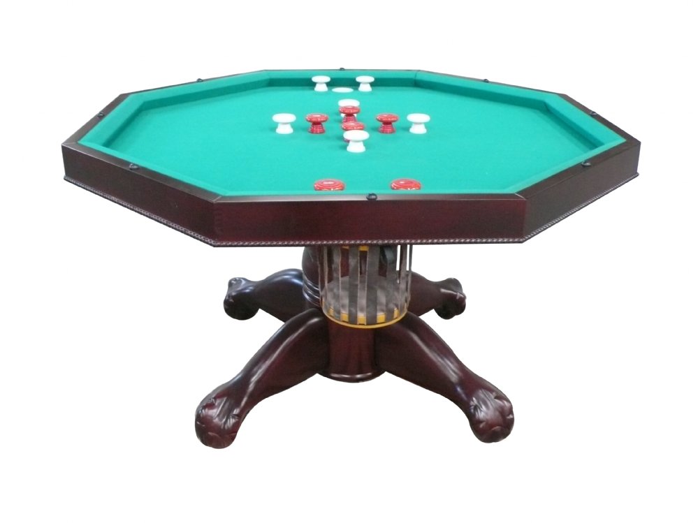 3 in 1 Table - Octagon 48" or 54" w/Bumper Pool with SLATE bed in Mahogany