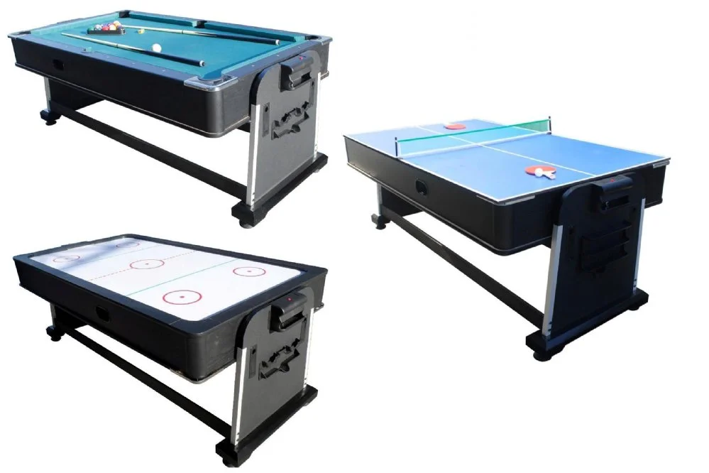 3 in 1 Rotating Multi Game Table - Pool, Air Hockey & Table Tennis