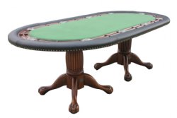 96" Oval Holdem Poker Table w/ Optional Dining Top in Antique Walnut