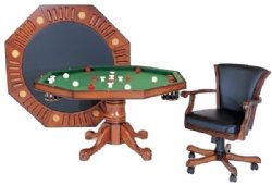 3 in 1 - 48” Octagon Poker/Bumper/Dining in Antique Walnut