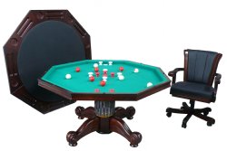 3 in 1 – 54” Octagon Poker/Bumper/Dining in Dark Walnut
