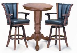 Oak Pedestal Pub Table Set