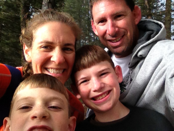 Jill hiking with her family.