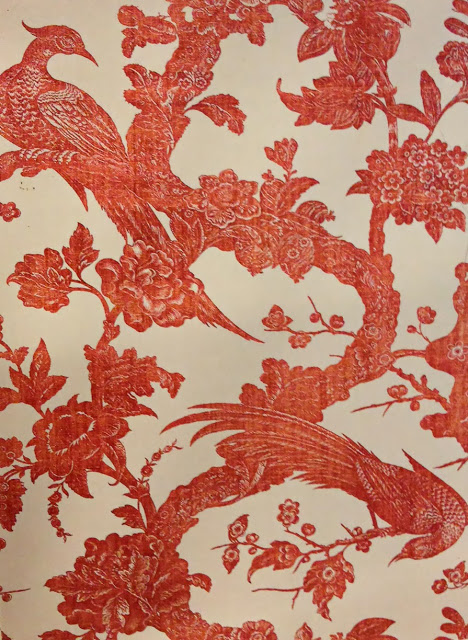 Fustian with pheasants&nbsp;and exotic flowers.