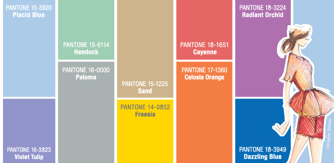 Pantone chart showing their color of the year, radiant orchid.