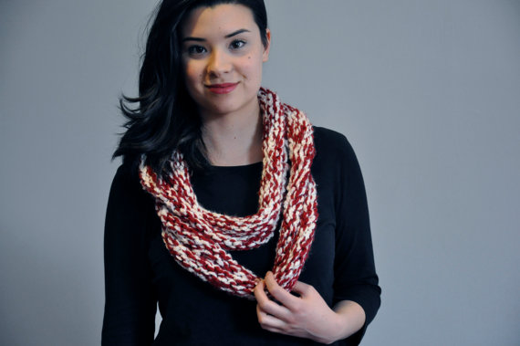 The Candy Cane Infinity Scarf, $30.00 Slope Girl Knits