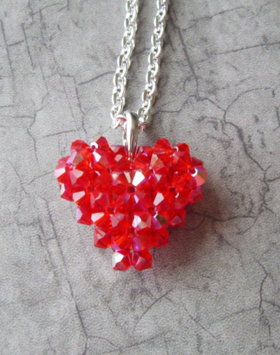 Crystal Puffy Heart in Red, $50.00 by Mulryjewels