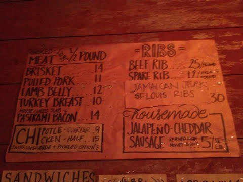 The menu at Hometown