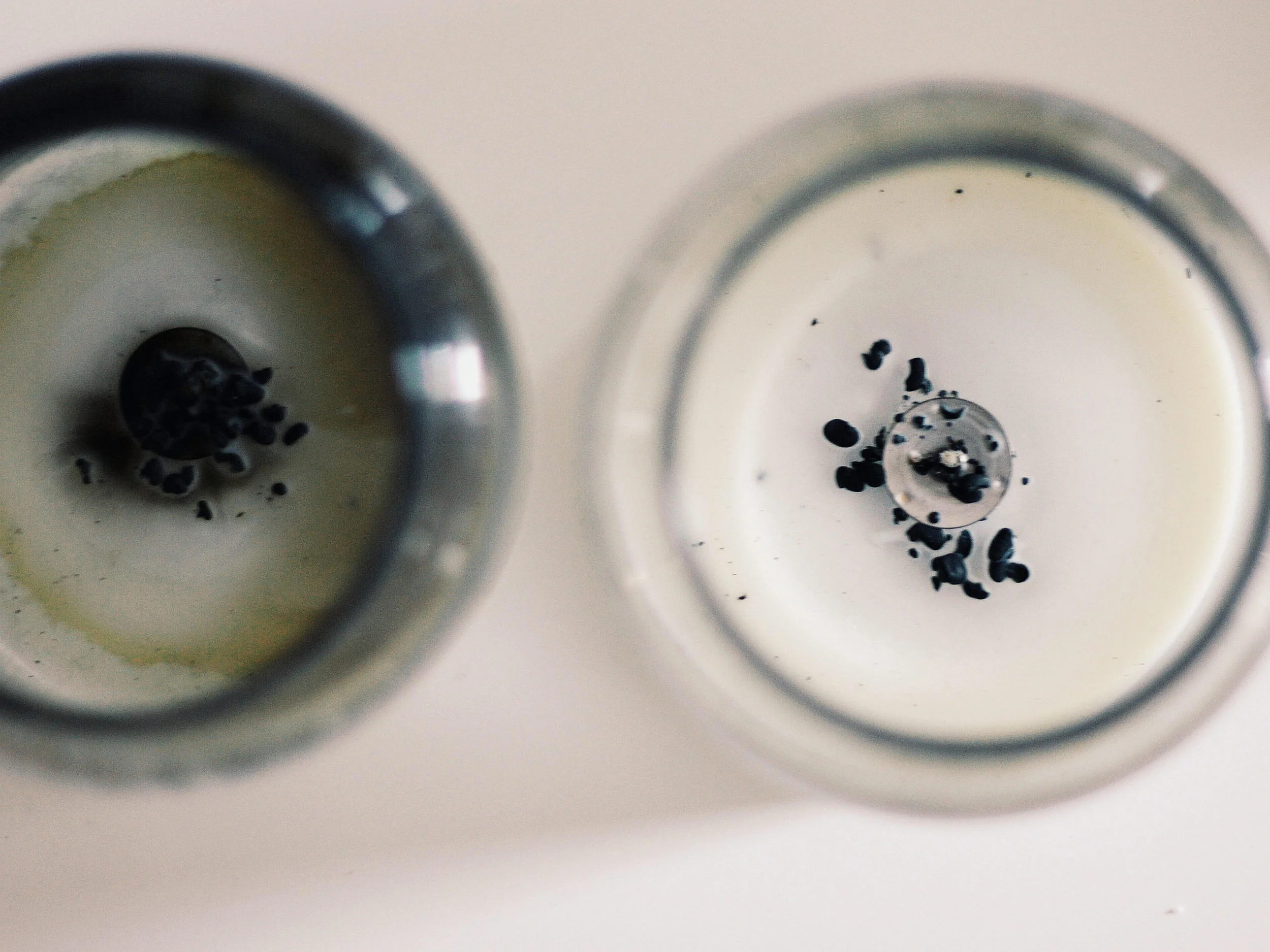 Once your candle has completely burned out scrape all remaining wax out of container & remove wick. I usually use a dull butter knife for this process & it gets the job done. 