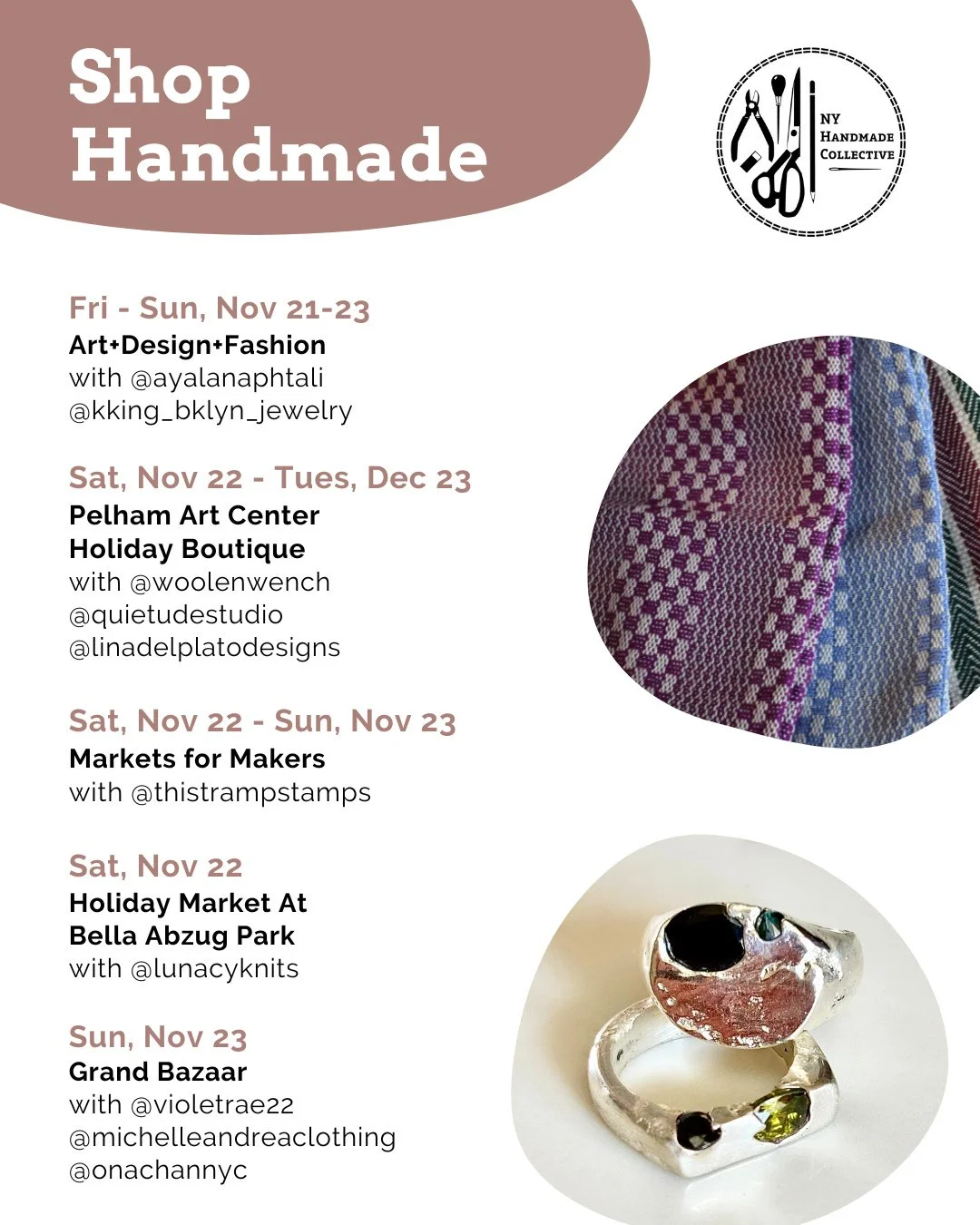 ⭐ NYHandmade Collective Market Roundup ⭐⁠
Sweater weather is here! Stay cozy with hot chocolate, hot toddies, and unique handmade gifts from local makers. Visit your favorite markets to shop small and find thoughtful, heartwarming gifts this season.⁠