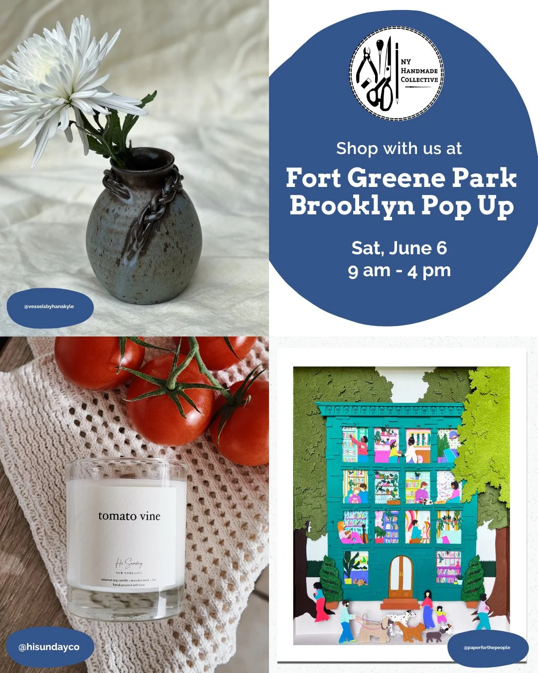 🛍️ NYHC is heading back in  Brooklyn in June! ⁠
Join us at Fort Greene Park Artisan Market on Saturday, June 6 for the @brooklyn.pop.up Artisans Bazaar where 10 amazing NYHC members will be vending!⁠
⁠
✨ Shop original jewelry, ceramics and pottery, 