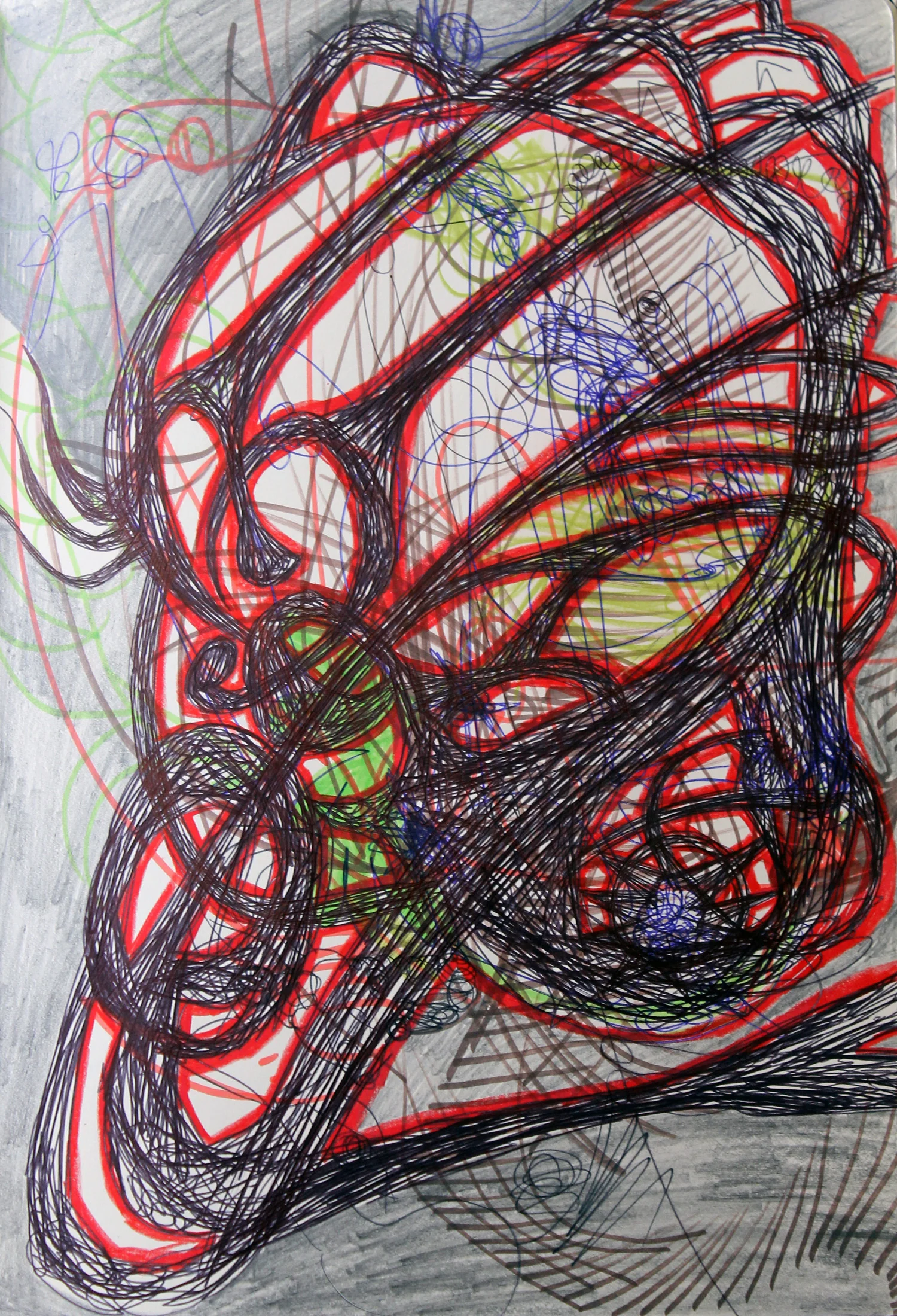  sometimes a page will be in process for months in a sketchbook, and everytime i see it it bothers me and i try to do something with it. and nothing works. sometimes this lasts months. this is one of those sketches. i really like this now. 