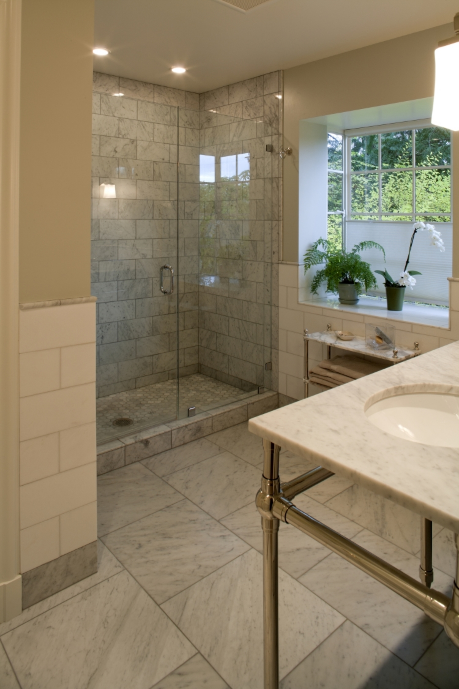 Master Shower with Calacatta Marble tile.