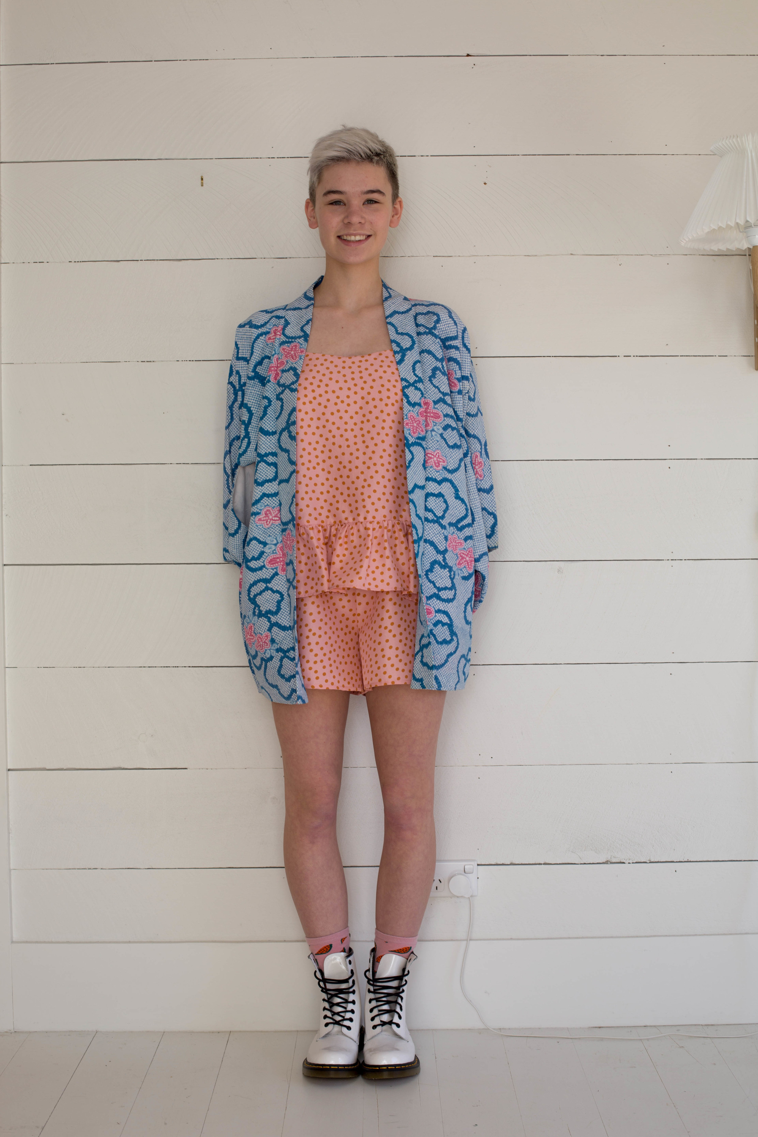 Ace Ruffle Playsuit with vintage child's Kimono
