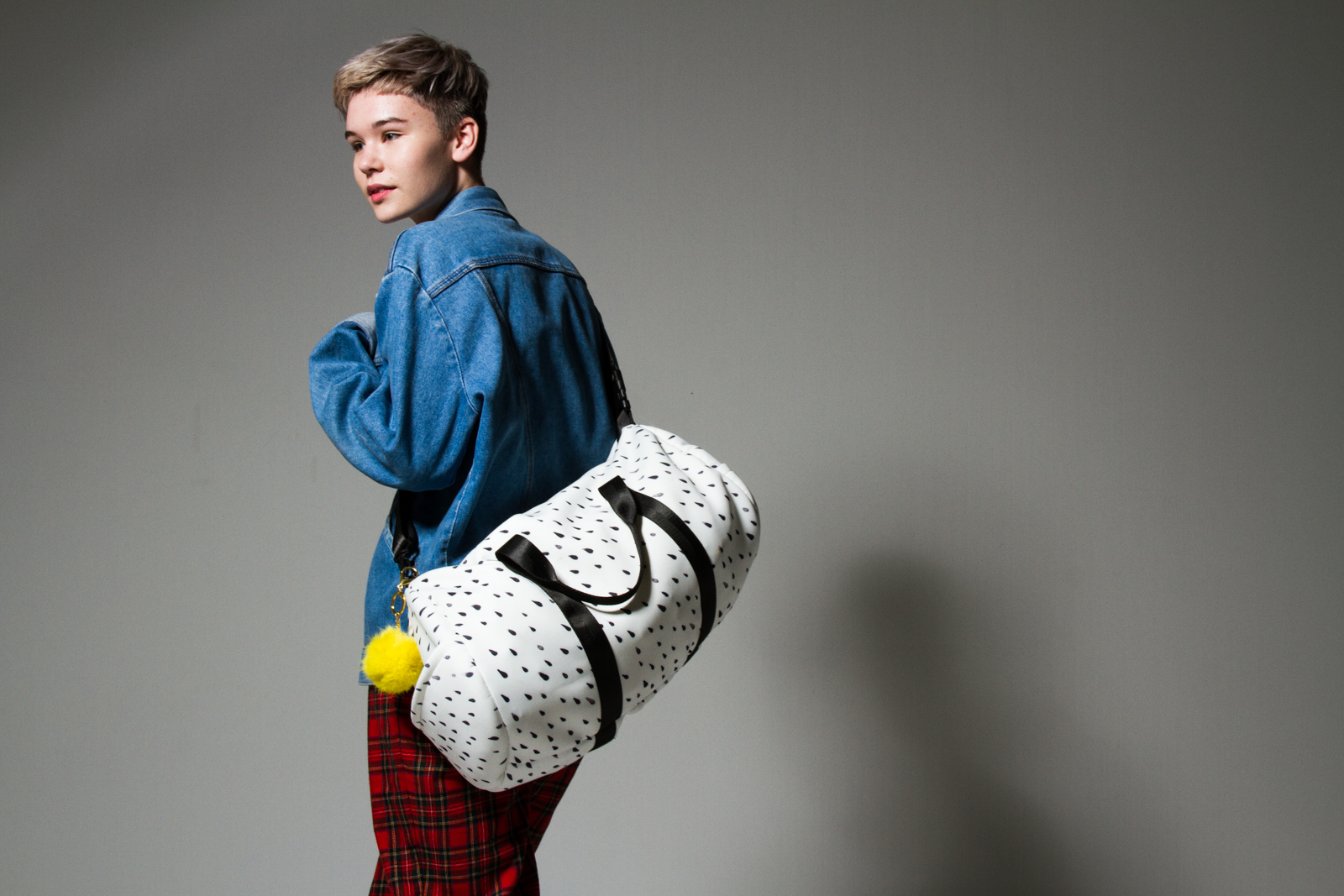 See You Later Sport Sack $119 & Mademoiselle Keyring $15 with my opshop pants & jacket