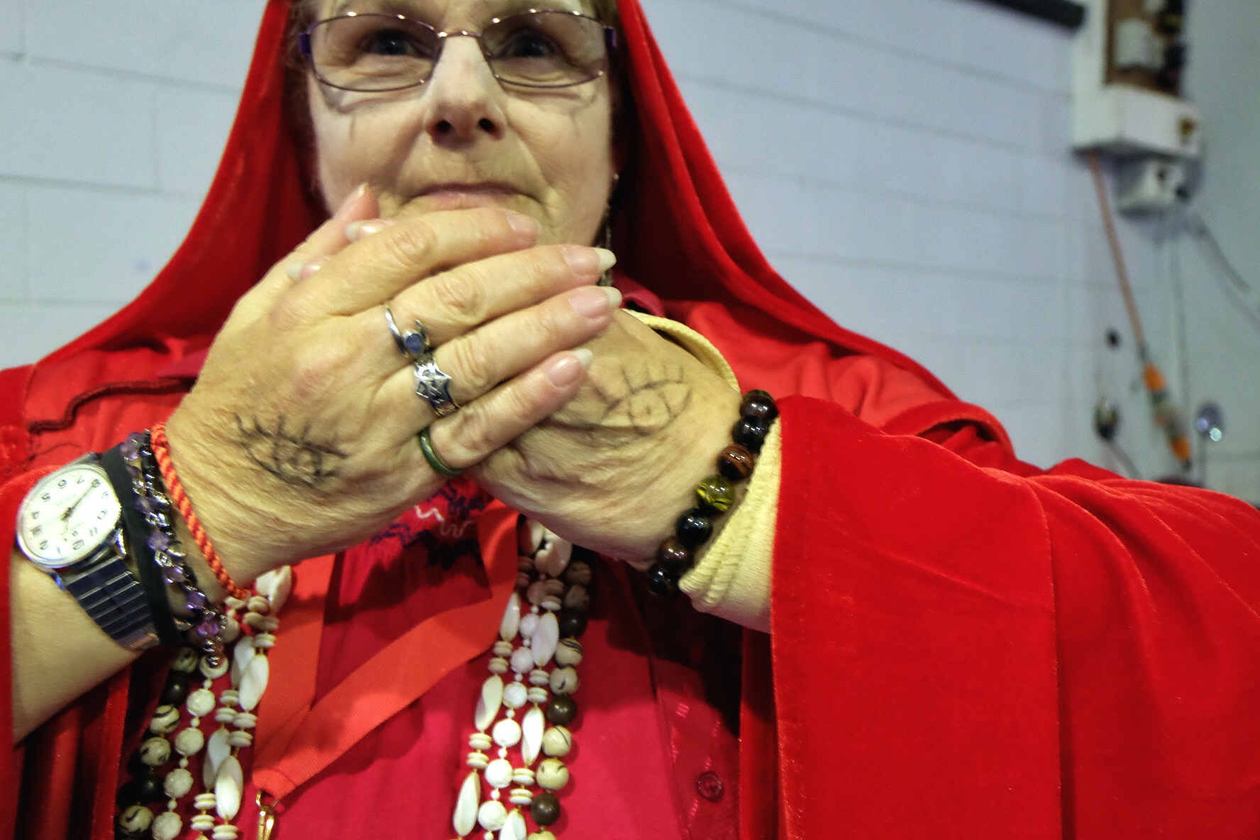 Patti Wicksteed dressed as a high priestess from Doctor Who