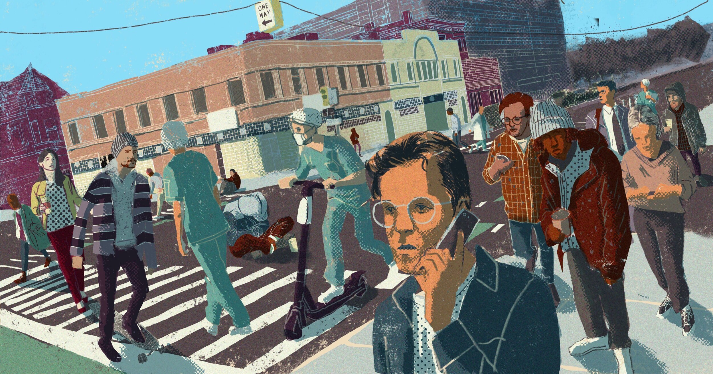  Illustration for Detour Detroit about a social program that contributed to gentrification in Midtown Detroit. 