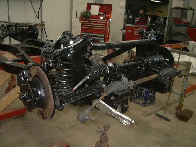 The replacement of the body shell reduced the overall cost of the restoration. The chassis was also in poor condition and was straighten, repaired and overhauled.