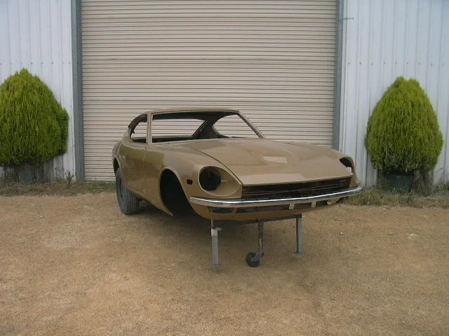 The Datsun had a few areas of rust that were replaced with reproduction and hand made panels. Sections that could not be filed finished were lead wiped. The body shell was painted inside and out tin the original colour in two pack. The Datsun was assembled by the customer.