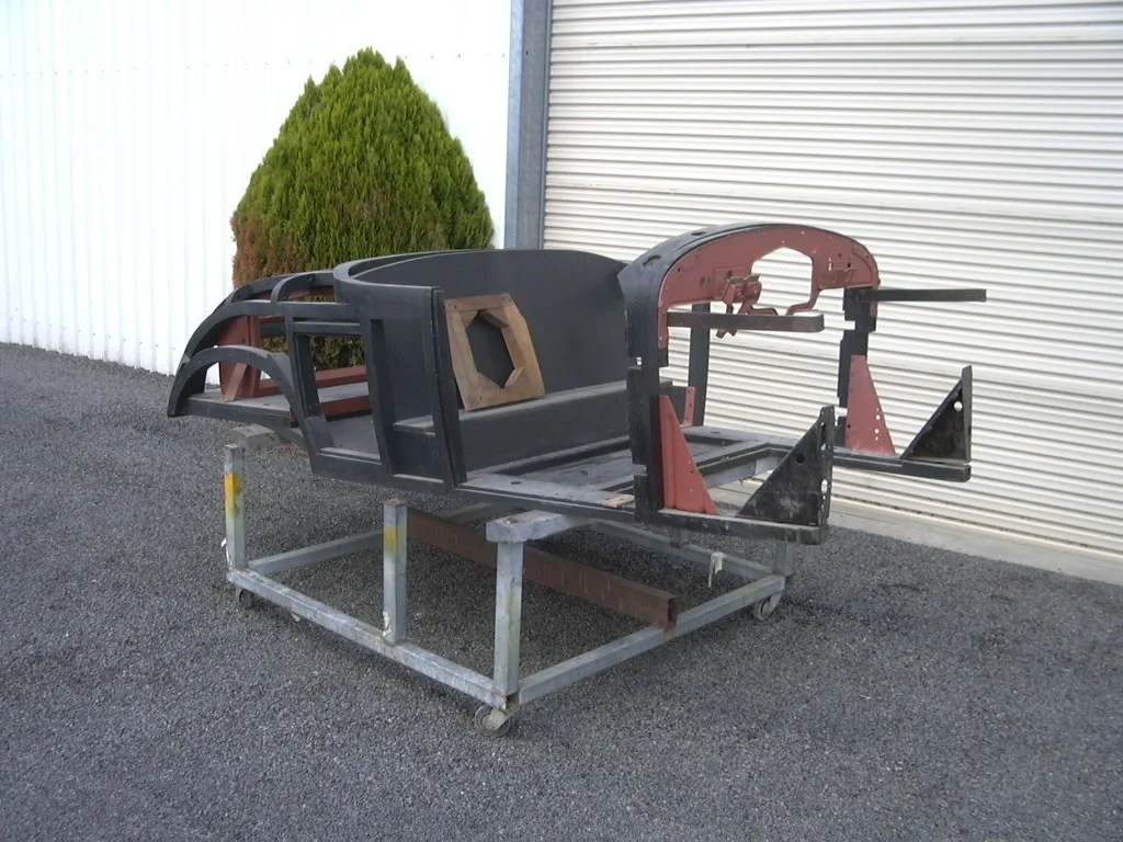 The 1928 LaSalle Golf door has come together for pieces delivered by the customer. The timber frame had been built a few years ago by another restoration company. The vehicle had been partly restored in the past including the engine. Because the LaSalle had been standing for many years with-out being started or turned over the mechanical parts needed overhaul and checking.