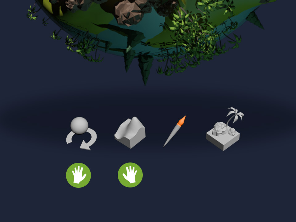My first UX and design involved placing the most used tools in front of the user in space. In theory this sounded great until I felt it in 3D space. It felt awkward and was more work than necessary to choose a tool. Additionally, I initial thought it was a nice touch to allow left and right handed users the choice of their dominant hand. All these choices lead to more confusion. Testing lead me to my final choice of tethering specific controls to each hand.