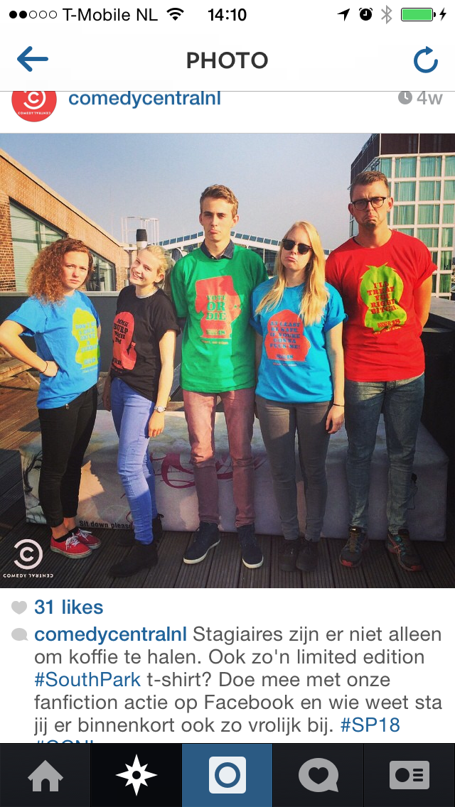 The T-shirts as demonstrated by Comedy Central's outstanding interns.