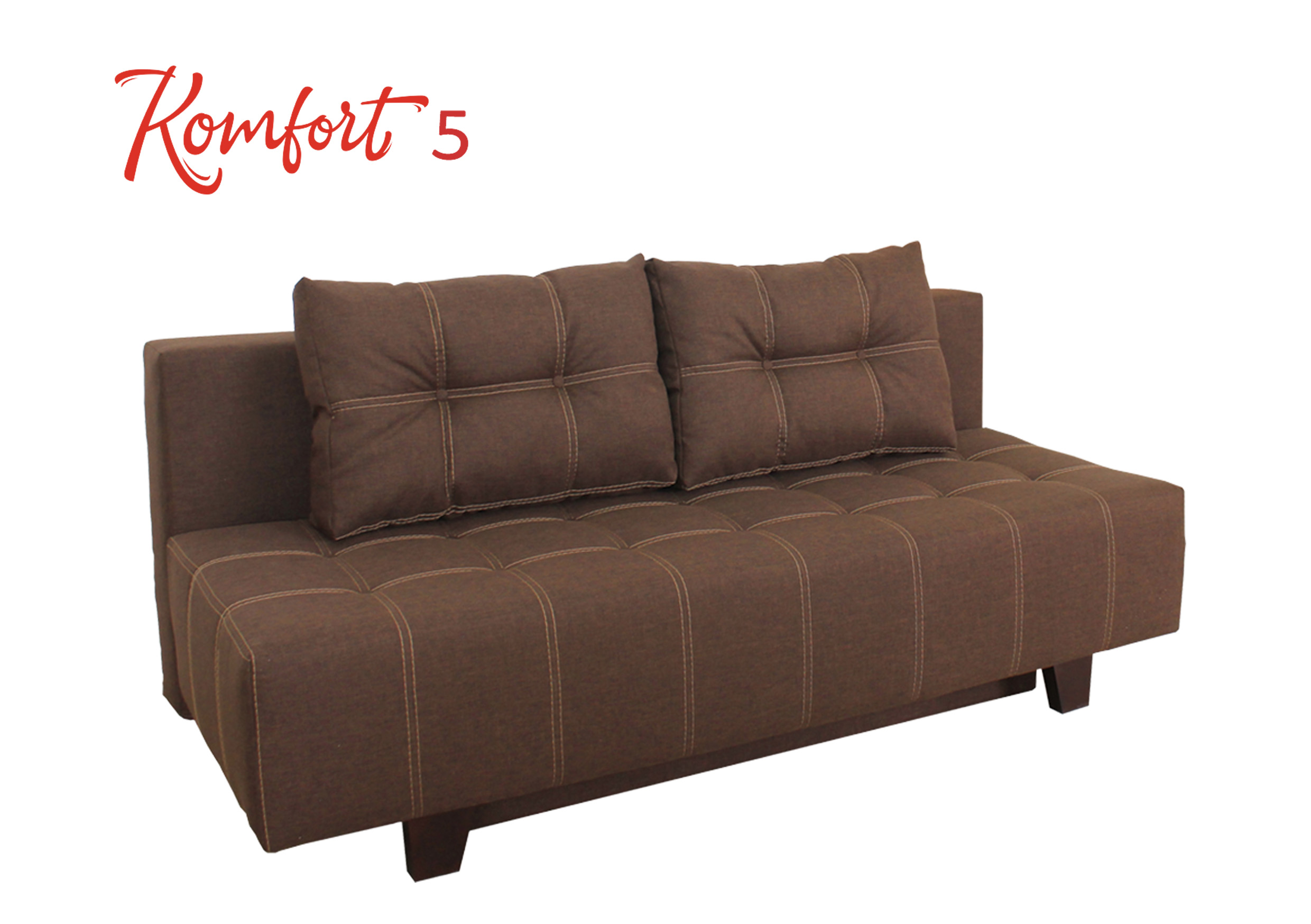 Komfort 5,6 Frame - wood, Filling: MDF, chipboard, laminated chipboard, bonel spring, polyurethane foam, fleece, upholstery material Niche for linen - Available The mechanism of transformation - evroknizhka The total size (length / width / height) - 2.05x1.02x0 .81 Sleeper deposits 2.05x1.55