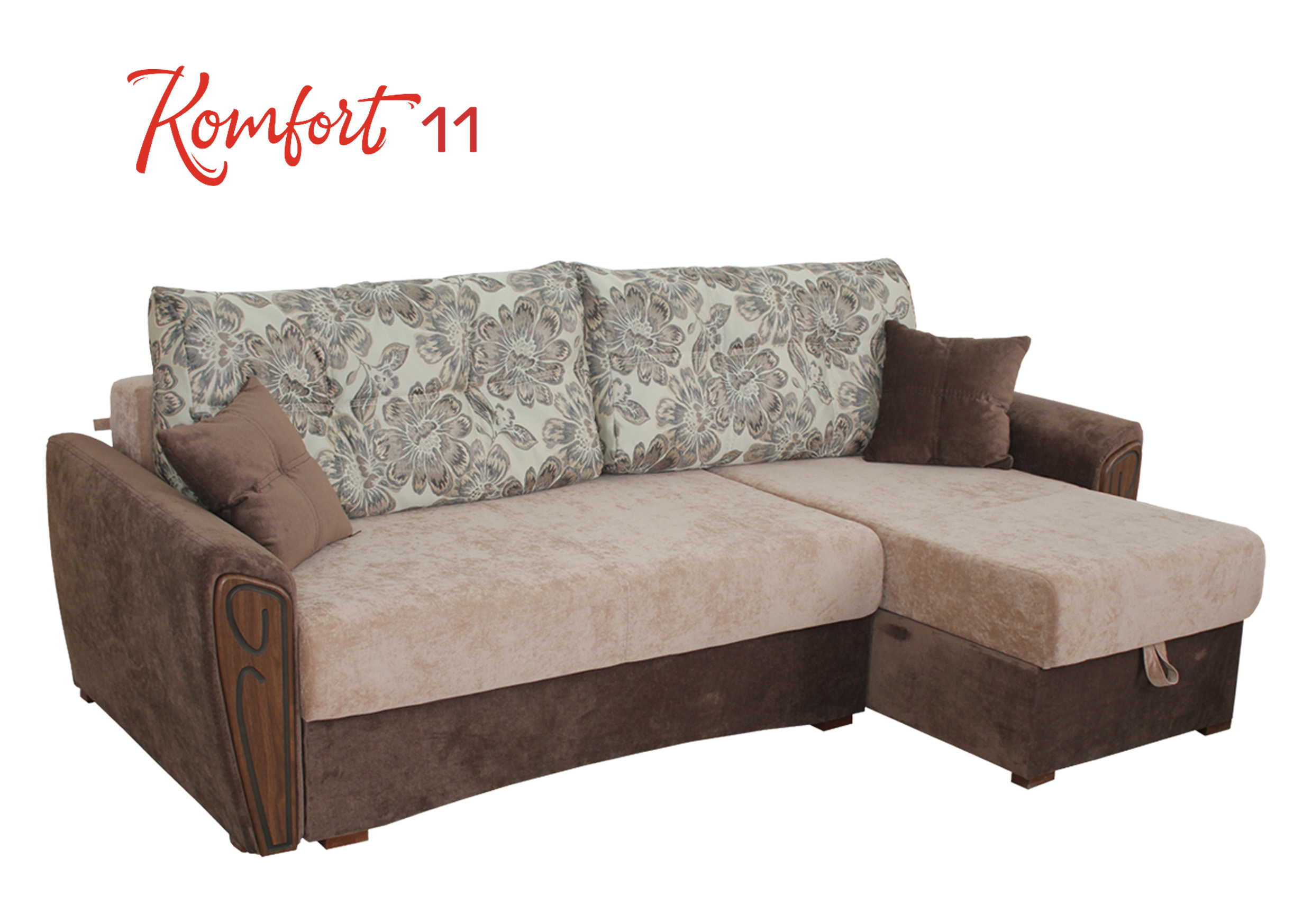Komfort 9, 10,11,12 Frame - timber oak, pine, chipboard, laminated chipboard, fiberboard, hardboard laminated. Filling: bonel spring, rubber belt, felt, polyurethane foam, fleece, padding polyester, ground polyurethane foam, upholstery fabric Niche for linen - Available The mechanism of transformation - evroknizhka The total size of Sofa (depth / width / height) - 1.10 x 2.37 x 0.95 Sleeper deposits 1.50 x 2.00 The total size of Corner sofa (depth / width / height) - 1.58 x 2.38 x 0.95 Sleeper deposits 1.50 x 2.00
