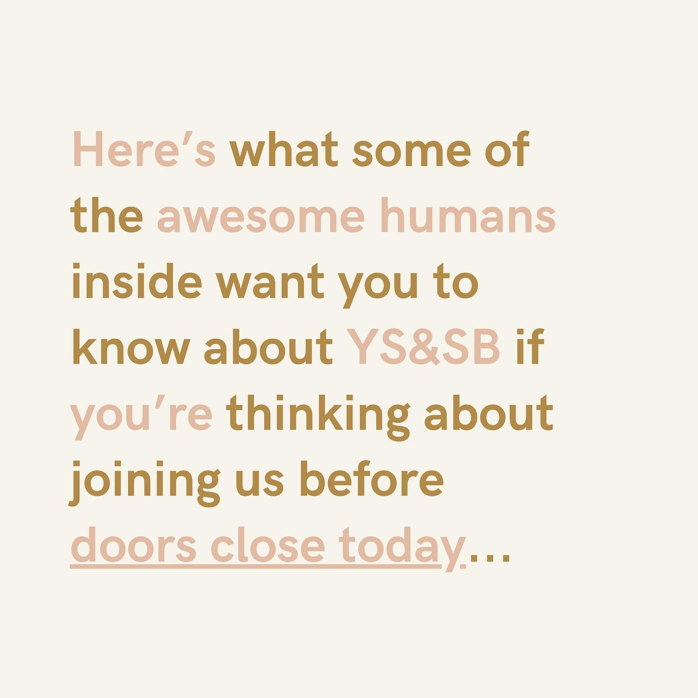 Today&rsquo;s the last day to join us inside YS&amp;SB for this enrolment 🎉⁣⁣
⁣
Your Simple &amp; Spacious Business is for you if you want to:⁣⁣
⁣
✨ Find more joy, ease, and freedom in your work and life each day⁣⁣
⁣
✨ Build a more stable and sustai