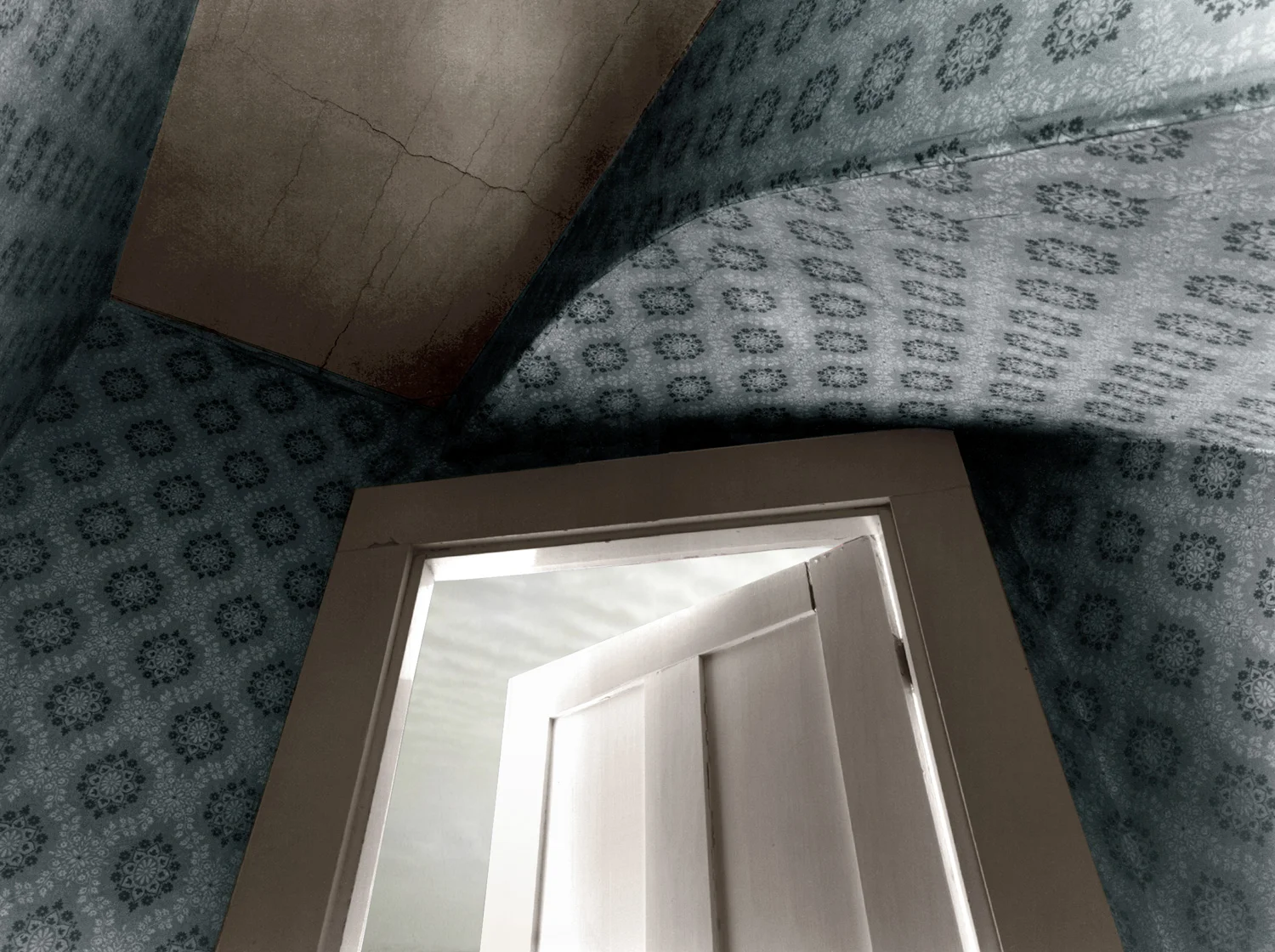 Exit 2011 digital montage realized as archival pigment print 20" x 27"